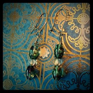 Handmade green and purple earrings